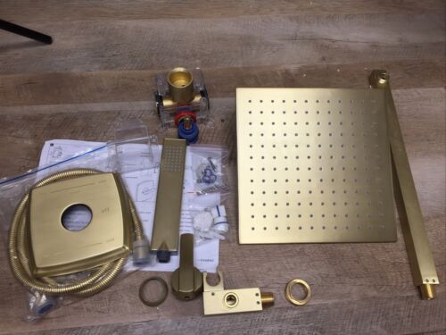 AS IS SEE NOTES 10" Modern Shower Set with Rough In Valve Brushed Gold (6922801807543)